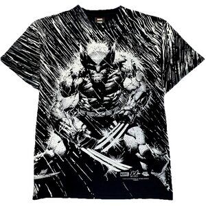 HUF x Marvel Wolverine Rain T-shirt Unisex XL Black AOP Screen Printed NWOT